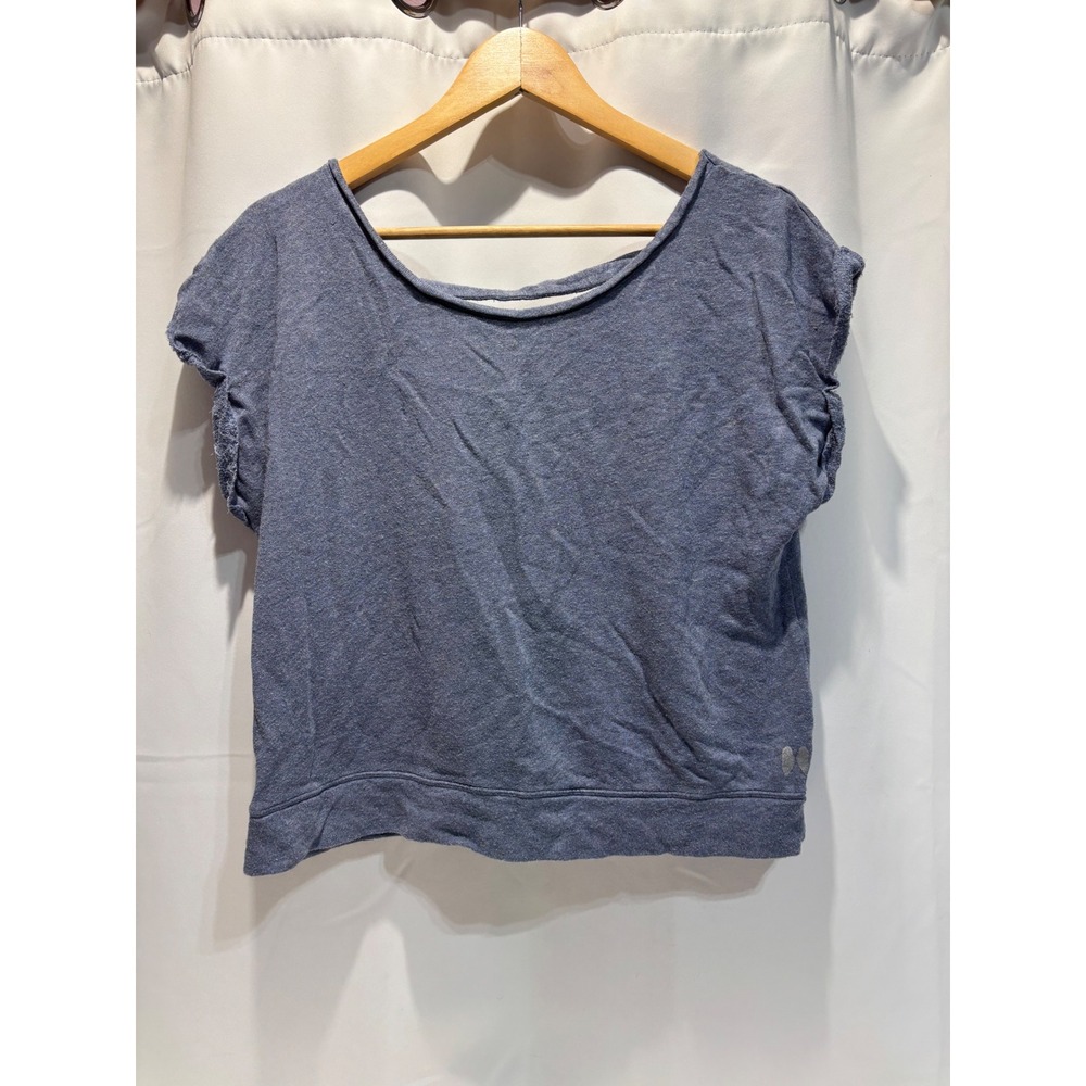 Victoria's Secret Sweatshirt Women S Blue Open Back Short Sleeve Angel Wing Logo